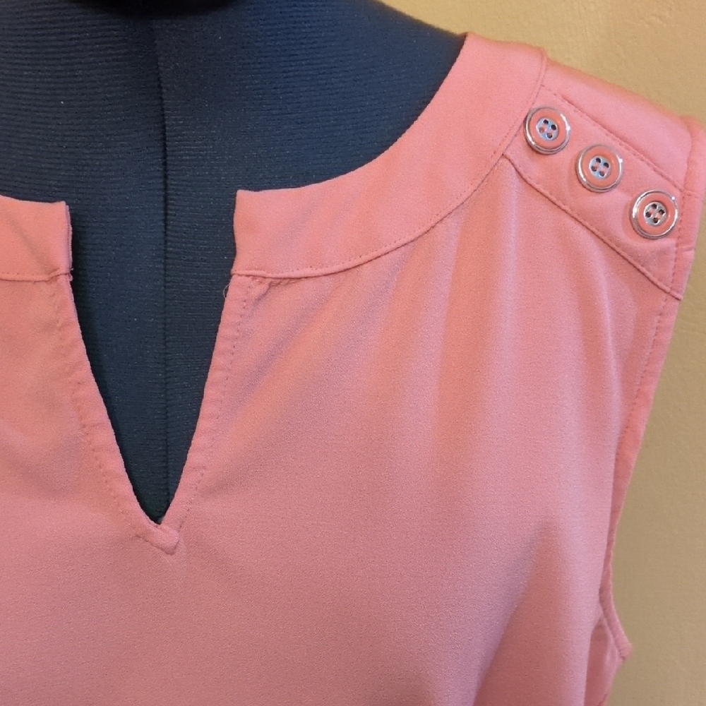 New York & Company Sleeveless Coral Dress with Belt, sz L - Picture 7 of 11